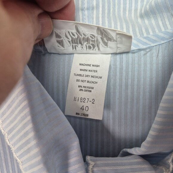 Lady Shapely Women's Long Sleeve Button Up Tie-Neck Striped Blouse Sz L VINTAGE - Picture 7 of 7